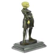 Fencer with Faux Bone holding Foil Bronze Sculpture