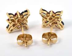 Cute Sapphire & Ruby Cluster Earrings