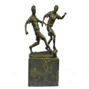 Two Soccer Player Bronze Sculpture