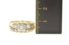 14K Yellow Gold 0.50 Ctw Diamond Bridal Set Retro Engagement Ring