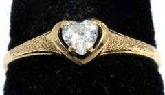 Vintage Heart Shaped CZ Ring in Gold