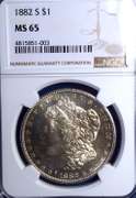 1882-S Morgan Silver Dollar, MS65 NGC