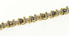 14K Yellow Gold Diamond Sapphire Inset Classic Tennis Bracelet