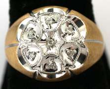 Mens Two Tone Gold Ring with Diamond Accents