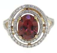 Lustrous Tourmaline w Diamond Double Halo Ring
