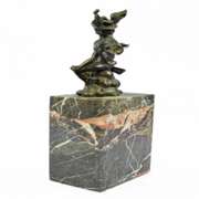 Real 100% Bronze Flying Mercury Caduceus Messenger God Bronze Marble Sculpture