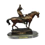 Native American on Horse with Spear Bronze Sculpture