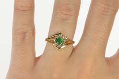 14K Yellow Gold 0.25 Ctw Emerald Diamond Halo Engagement Ring