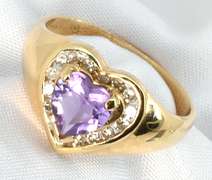 Cute Heart Shaped Amethyst Ring