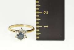 14K Yellow Gold 1.00 Ctw Sapphire Diamond Halo Engagement Ring