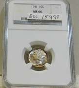 1941 Mercury Dime  NGC MS-66