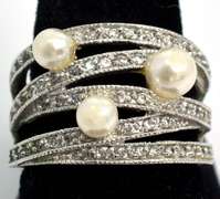 Sterling Silver Ring with Pearls