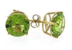 Nice Yellow Gold 8mm Peridot Stud Earrings