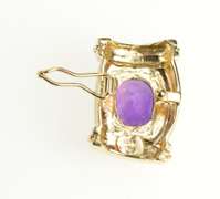 14K Yellow Gold Faceted Amethyst Ornate Statement Slide Pendant