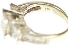 14K White Gold 1.75 Ctw Diamond Princess Ornate Engagement Ring