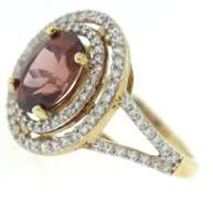 Lustrous Tourmaline w Diamond Double Halo Ring