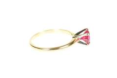 14K Yellow Gold Oval Sim. Ruby Solitaire Classic Statement Ring