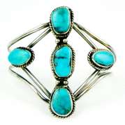 Vintage Wide Sterling Turquoise Cuff Bracelet