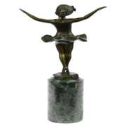 Classy Girl Ballerina Bronze Statue on Marble Base Sculpture