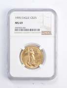 MS69 1995 $25.00 American Gold Eagle - 1/2 Oz Fine Gold Coin - NGC