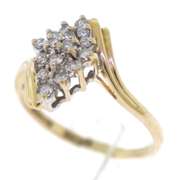 Amazing Yellow Gold Diamond Cluster Ring