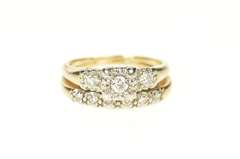14K Yellow Gold 0.50 Ctw Diamond Bridal Set Retro Engagement Ring