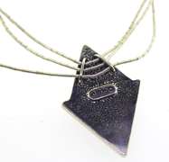 Sterling Silver 2 Triangle Mother of Pearl & Lapis Necklace