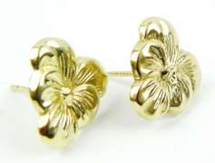 Vintage 10K Gold Pansy Stud Earrings