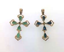 Stunning Set of 14kt Gold Gemstone Pendants