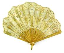 Ladies Early Silk & Lace Sequin Fan