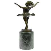 Classy Girl Ballerina Bronze Statue on Marble Base Sculpture