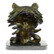 Wild Wolf Bronze Bust Sculpture