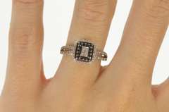 10K White Gold Black & White Diamond Halo Promise Engagement Ring