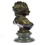 Bust Bronze Statue on Marble Base Sculpture