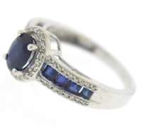 Stunning Blue Sapphire & Diamond Halo Ring