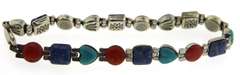 Sterling Silver Native american Multi Color Stone Bracelet