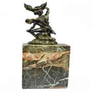 Real 100% Bronze Flying Mercury Caduceus Messenger God Bronze Marble Sculpture