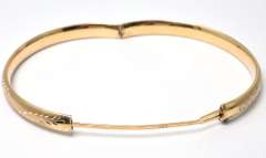 14KT Yellow Gold Etched Hinged Bracelet