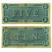 $ 5 & $10 Confederate Note Feb 17 1864 Series