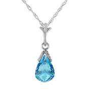 olid White Gold Necklace Briolette Blue Topaz
