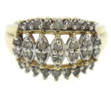 Flashy Yellow Gold Wide Diamond Ring