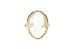 14K Yellow Gold Victorian Carved Shell Cameo Statement Ring