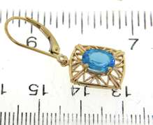 Handsome Oval Blue Topaz Dangle Earrings