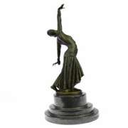 Egyptian Dancer Bronze Sculpture on Marble Base Statue