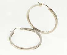 14K White Gold 0.99 Ctw Diamond Channel Inset Fashion Hoop Earrings