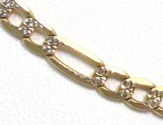 Nice 23-Inch Textured Figaro Chain in 14KT Yellow Gold