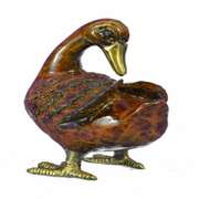 Standing Duck Brass Cold Painted Bird Sculpture