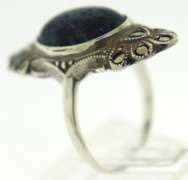Sterling Silver Blue Stone & Marcasite Ring