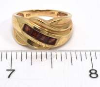 Hefty Garnet Band-Style Ring in 14KT Yellow Gold