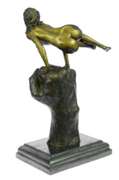 Naked Female Sitting on a Fist Bronze Sculpture